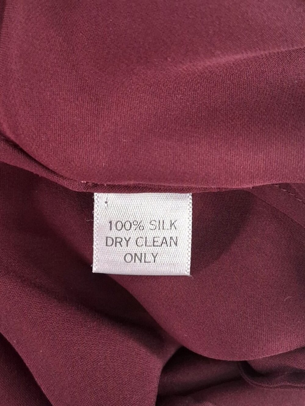 Morgane Le Fay Burgundy Silk Asymmetric V-Neck Draped Handkerchief Hem Dress M - Picture 10 of 15